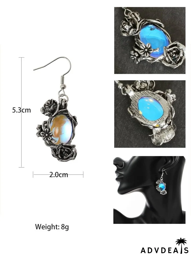 Gemstone Decor Flower Drop Earrings