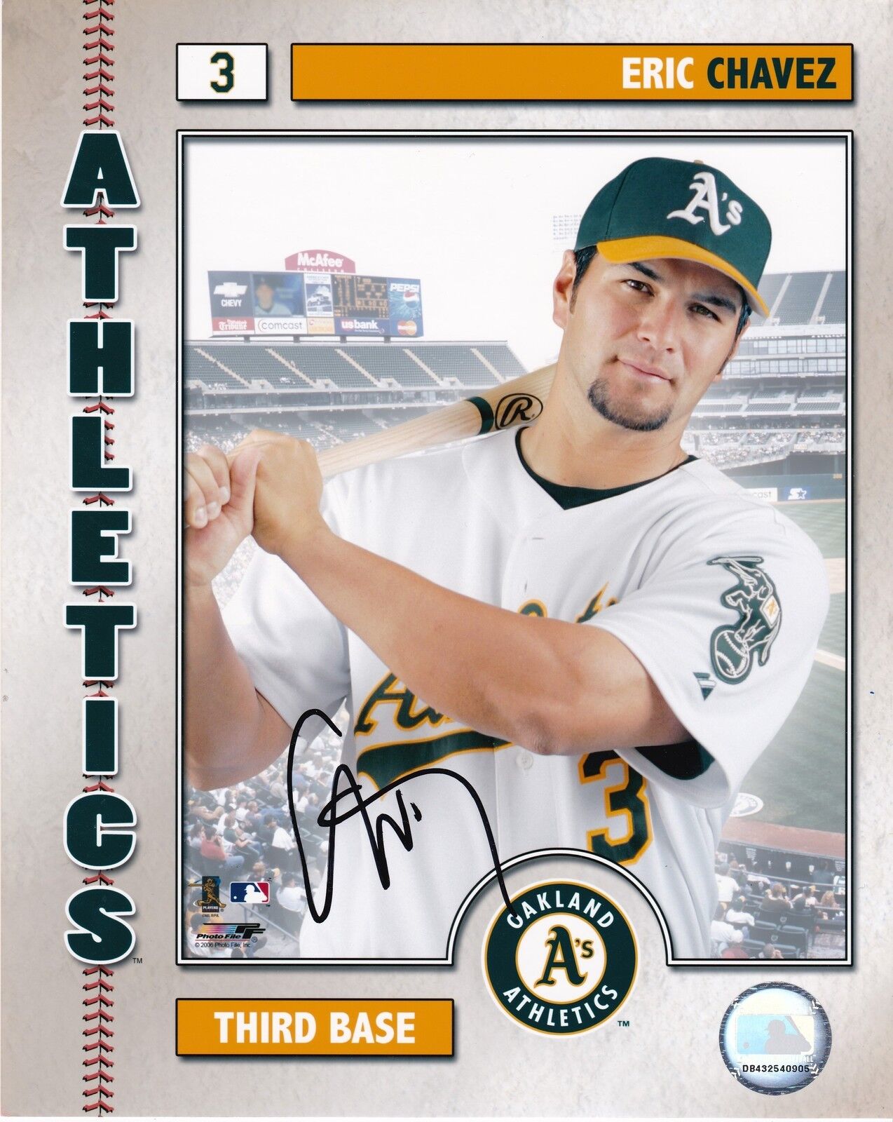 ERIC CHAVEZ OAKLAND A'S ACTION SIGNED 8x10