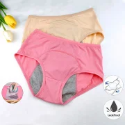 Damokan High Elasticity Menstruation Underwear Mid Rise Leak-proof Safety Briefs Plus Size Seamless Panties Nude Cotton Solid Lingerie