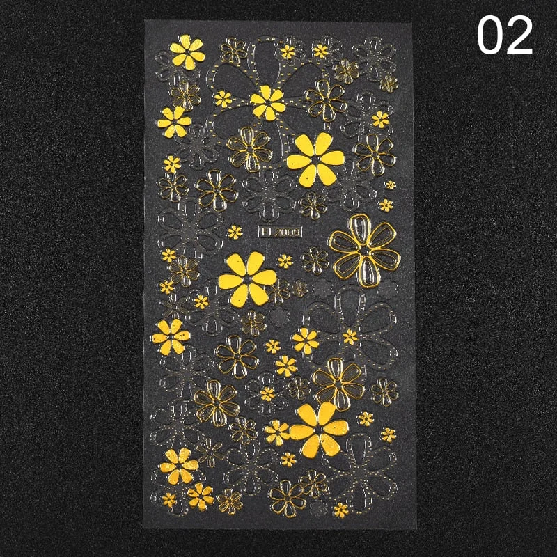 1PC Gold Black White Linear Nail Sticker Mix Pattern Transfer Various 3D Adhesive Decals Nail Decoration DIY Design