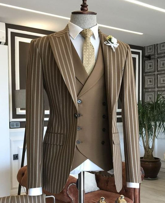 Formal Striped Single Breasted Turndown Collar Blazer