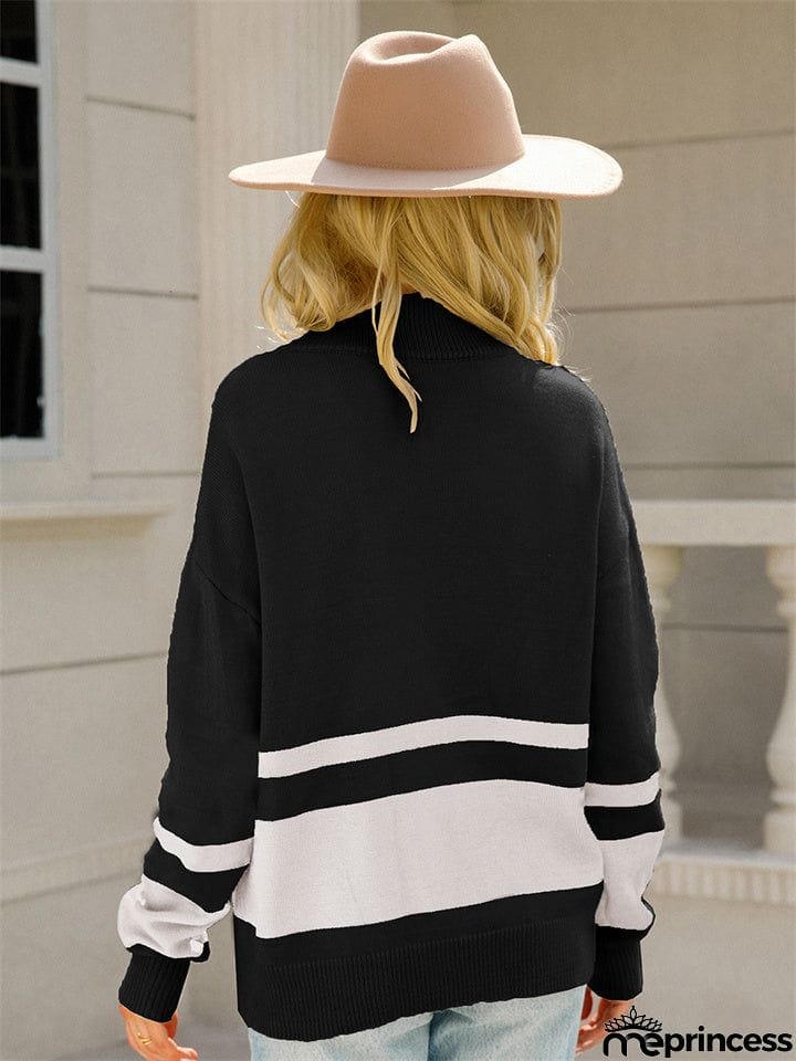 Women's Fashionable Stand-up Neck Zip-up Sweater