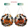 Pumpkin Witch Hat 2D Flat DIY Diamond Painting Pendant for Wall Decor 24cm