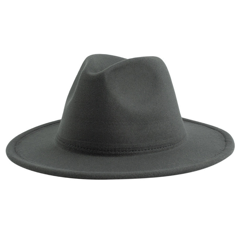 60 Color Solid Color Jazz Top Hat British Style Retro Woolen Hat Adult Embroidered Logo Felt Hat