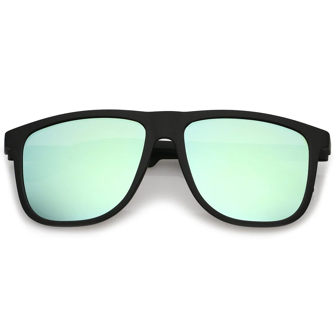 Lifestyle Rubberized Matte Flat Top Colored Mirror Square glasses 55mm