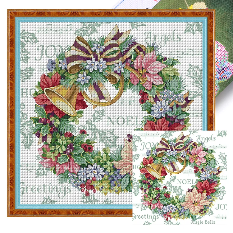 Joy Sunday Christmas Wreath 14CT Stamped Cross Stitch