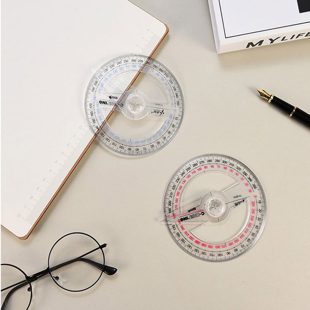all circular 10cm 360 degree pointer protractor ruler angle finder random