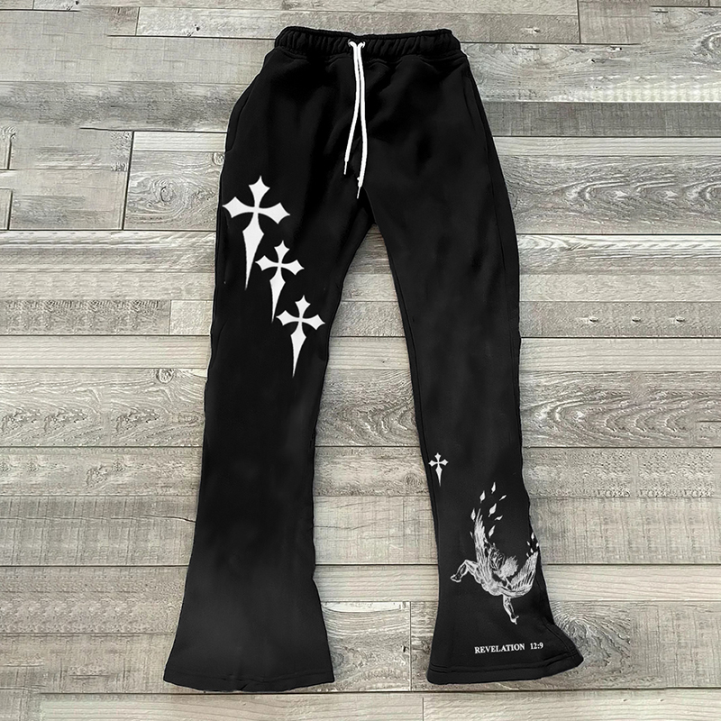 Loveciss®/ Fallen Angel Revelation 12.9 Print Casual Street Fleece-lined Pants