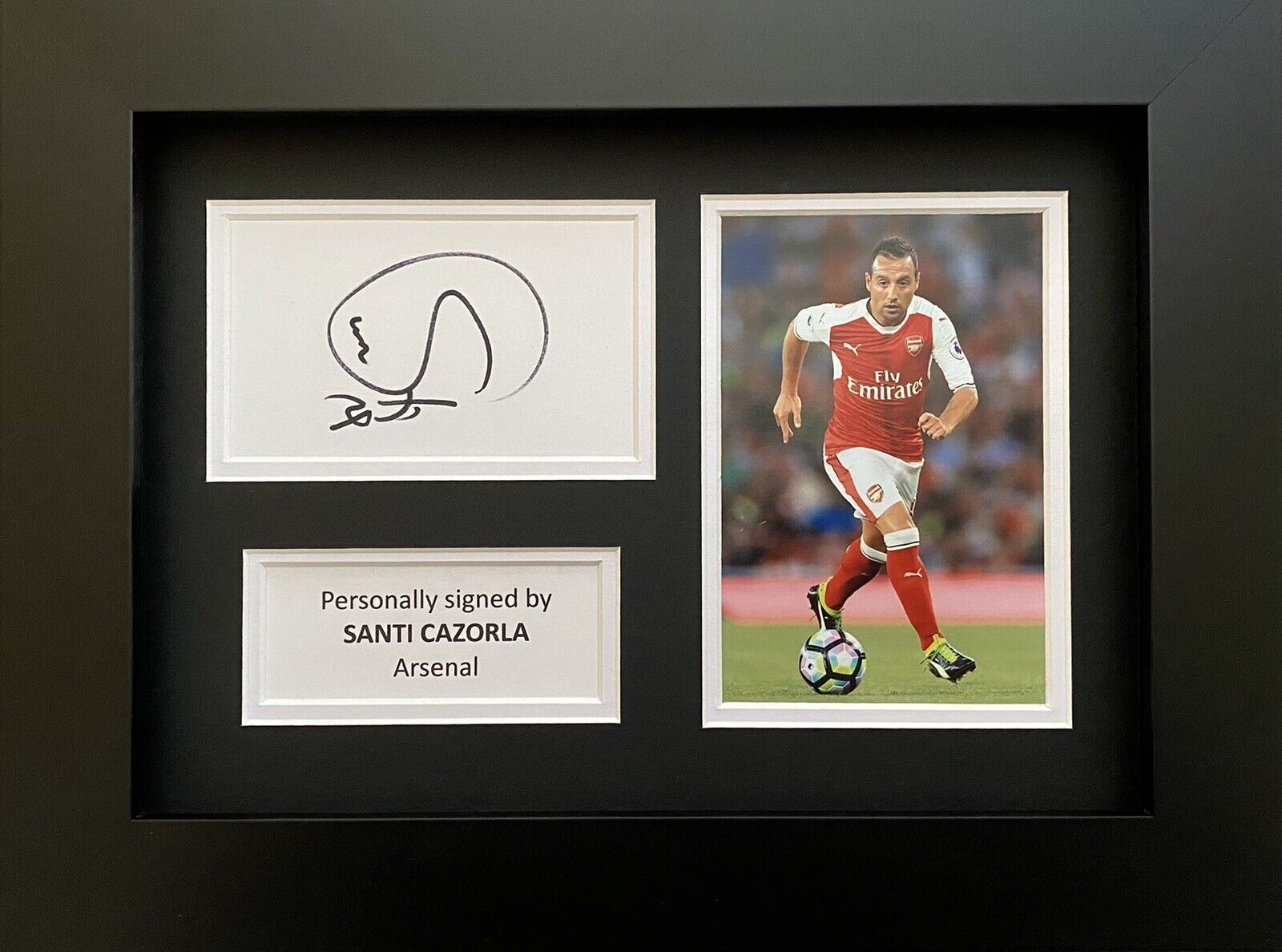 Santi Cazorla Hand Signed White Card In A4 Arsenal Frame Display, See Proof