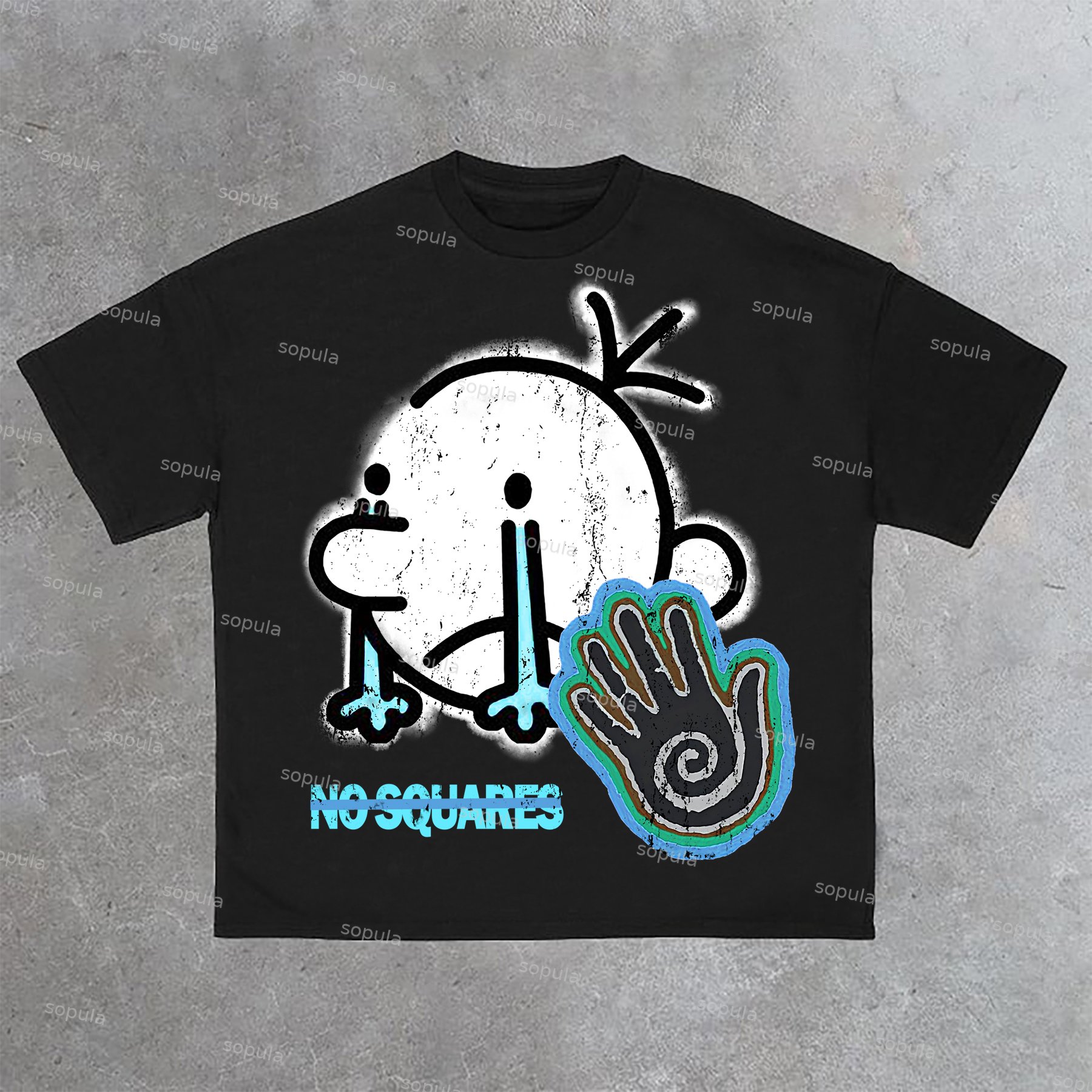 Sopula Men's No Squares Retro Street Graphic Cotton T-Shirt - Sopula｜Premium Graphic Tees & Graphic Clothing