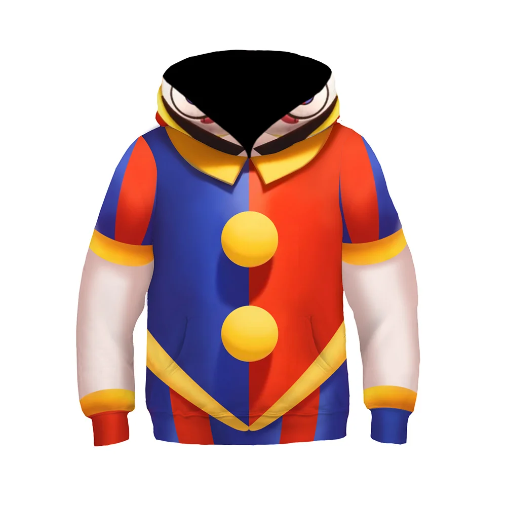 Kids Children TV The Amazing Digital Circus 2023 Pomni Red Hoodie Outfits Cosplay Costume Halloween Carnival Suit