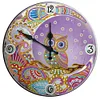 DIY Round Metal Tin Owl Diamond Painting Special Shaped  Clock Kit