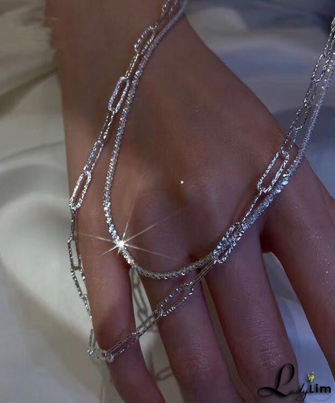 Classy Champagne Sterling Silver Two Piece Set Necklace