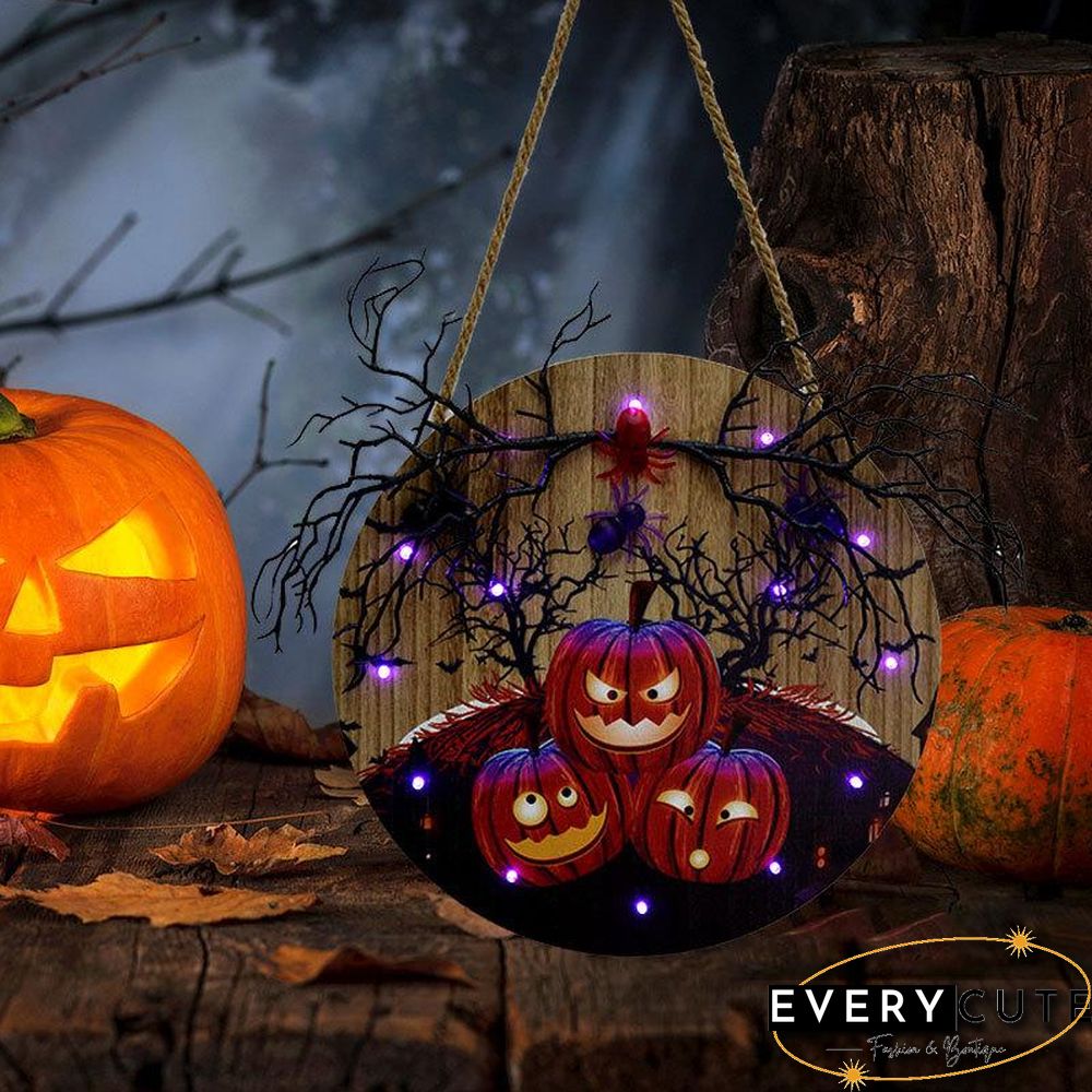 Halloween Theme Wooden Sign With Lights For Home Decoration
