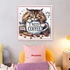 Coffee Cat-Partial 11CT Stamped Cross Stitch Bead Embroidery 36*36cm/14.17*14.17in tapestrymarket