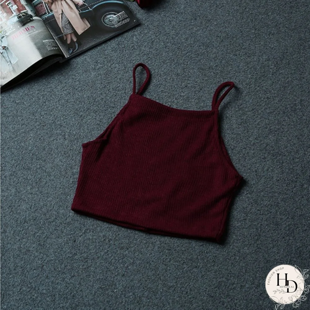 Women Sexy Fashion Sleeveless Knitted Crop Tops Cotton Crop Tops