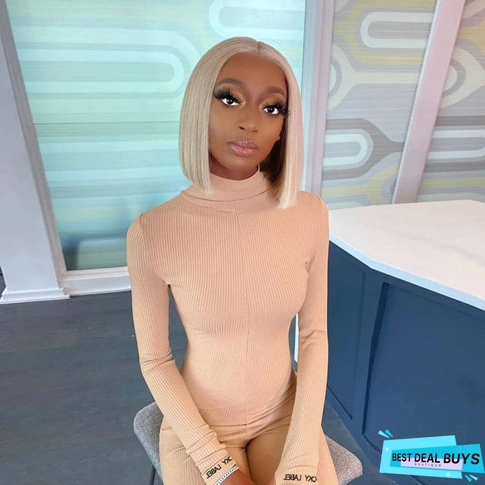 New High Neck Slim Fit Bodysuit Pants