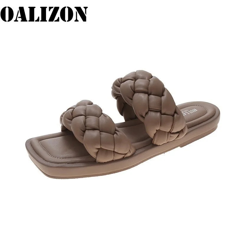 Lady Women Flip Flops Knitting Woven Slippers Shoes Woman Casual Flat Platform Open Toe Slides Mules Flats Sandal Slippers Shoes