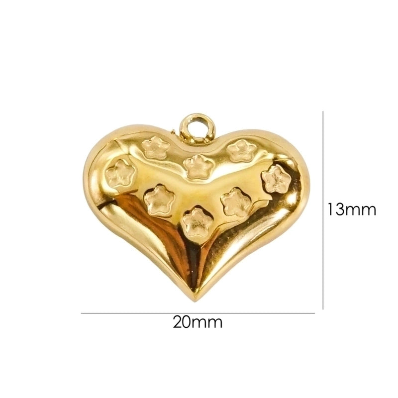 10 Pcs/Package 304 Stainless Steel 14K Gold Plated Heart Shape Pendant