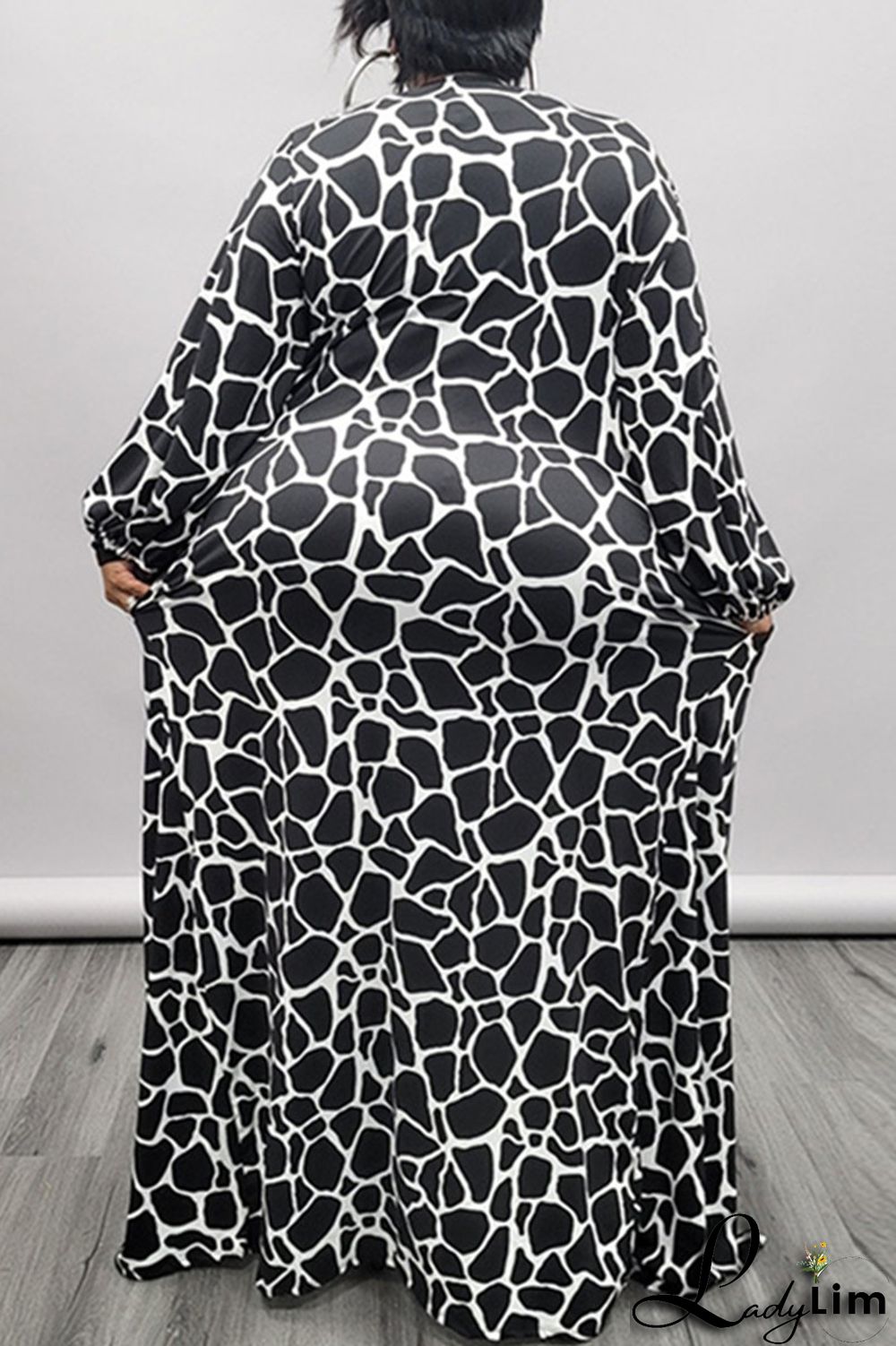 Brown Fashion Casual Print Cardigan Plus Size Overcoat