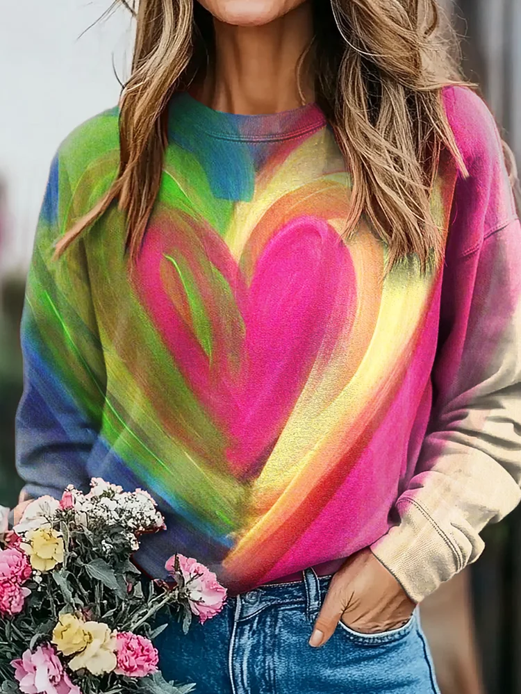 Women's Love Art Print Casual Sweatshirt