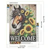 Diamond Painting-DIY Full Round Drill Sunflower Horse