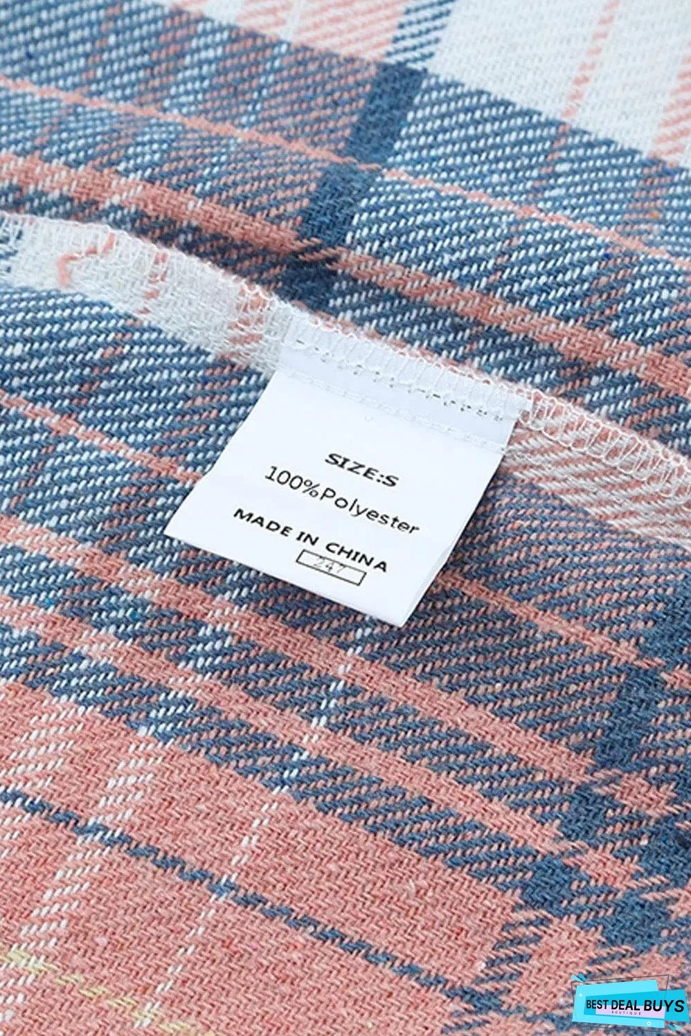 Pink Black/Pink Plaid Flap Pockets Shacket