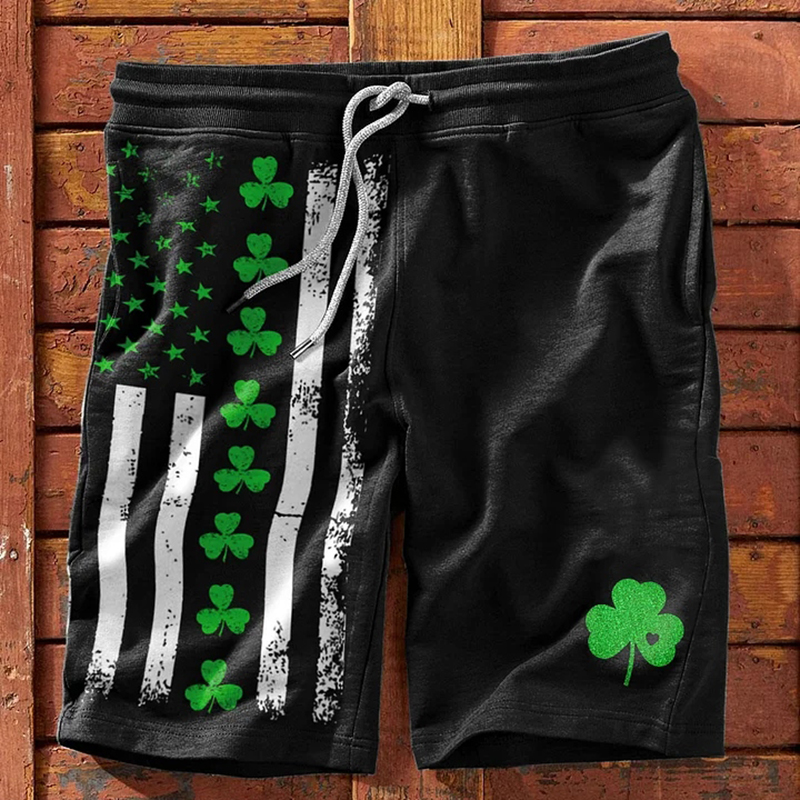 Comstylish Men's St. Patrick's Day Flag Print Casual Shorts