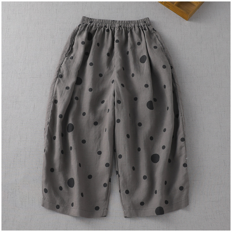 Relaxed cotton linen loose trousers-Neogeekshirts:luchamp