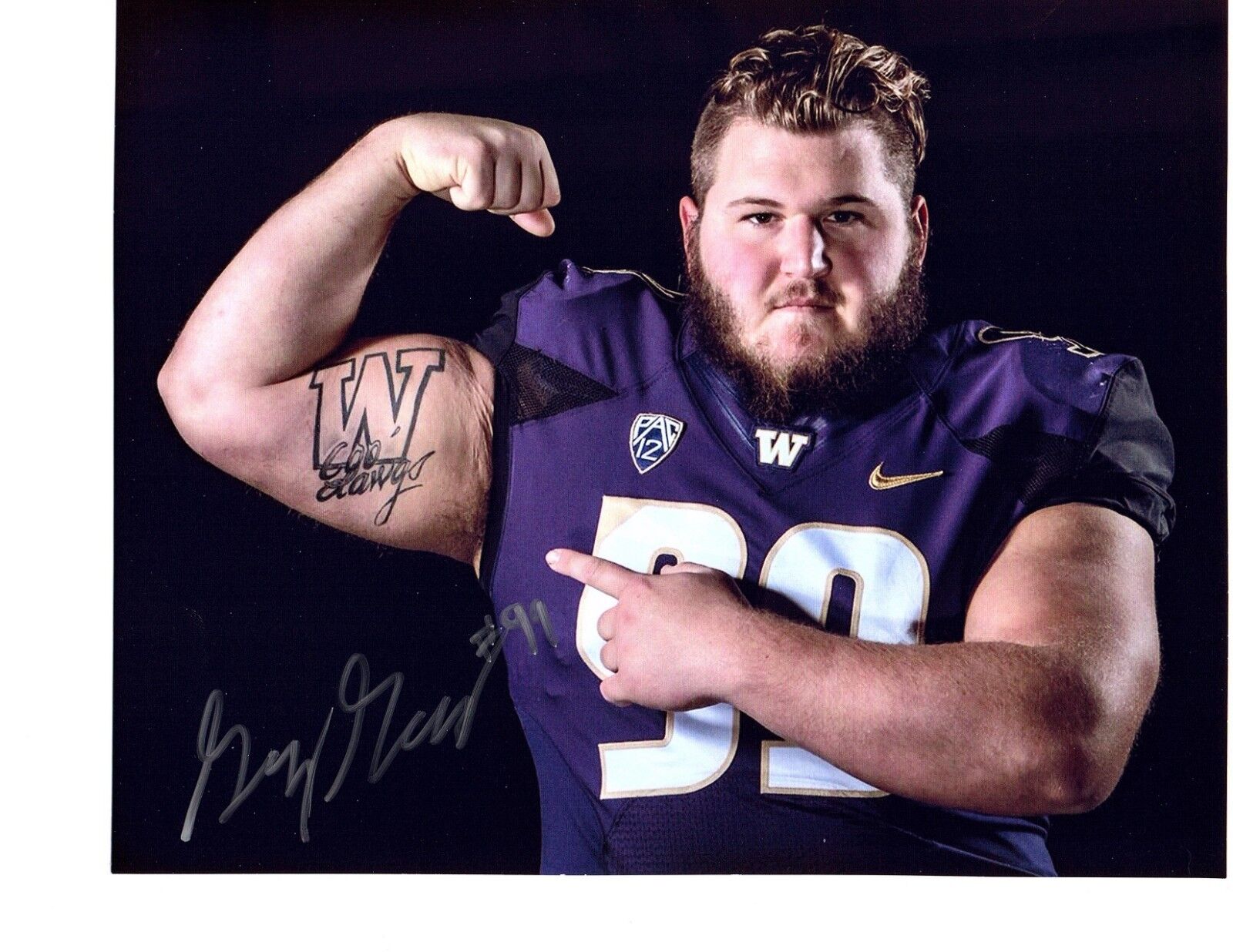 Greg Gaines Washington Huskies signed autographed 8x10 football Photo Poster painting b