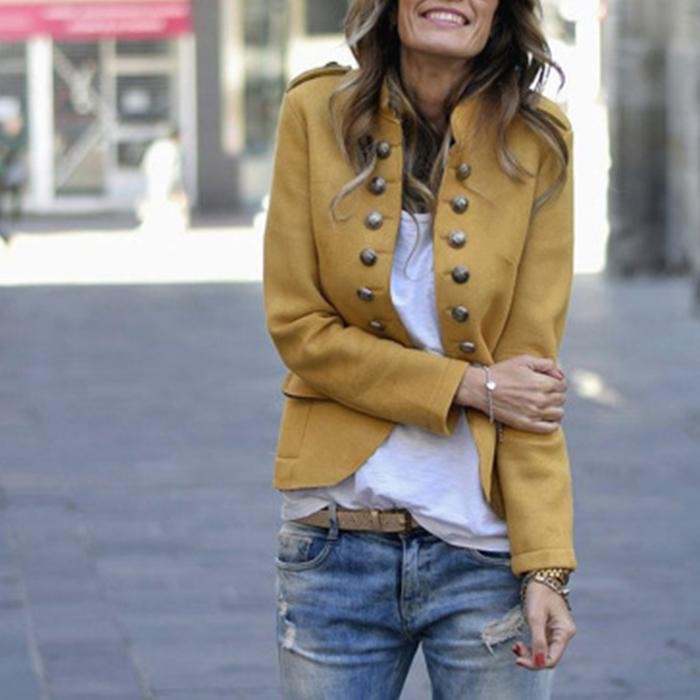Casual Solid Color Button Jacket
