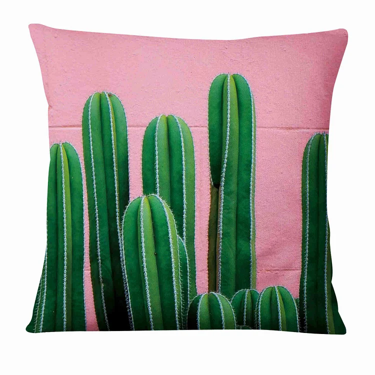 Linen Pillow Case  - Tropical Cactus Plant 45*45cm