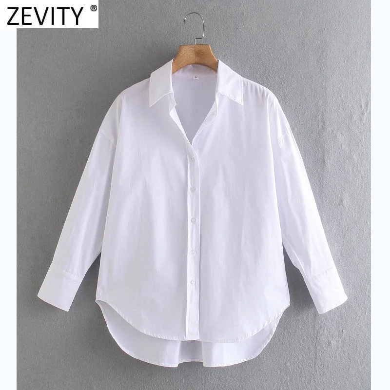 Zevity New Women Simply Candy Color Casual Slim Poplin Shirts Office Ladies Long Sleeve Blouse Roupas Chic Chemise Tops LS9405