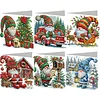 (US Only)6PCS DIY Xmas Gnome Diamond Art Greeting Cards Congratulations Cards & Gifts