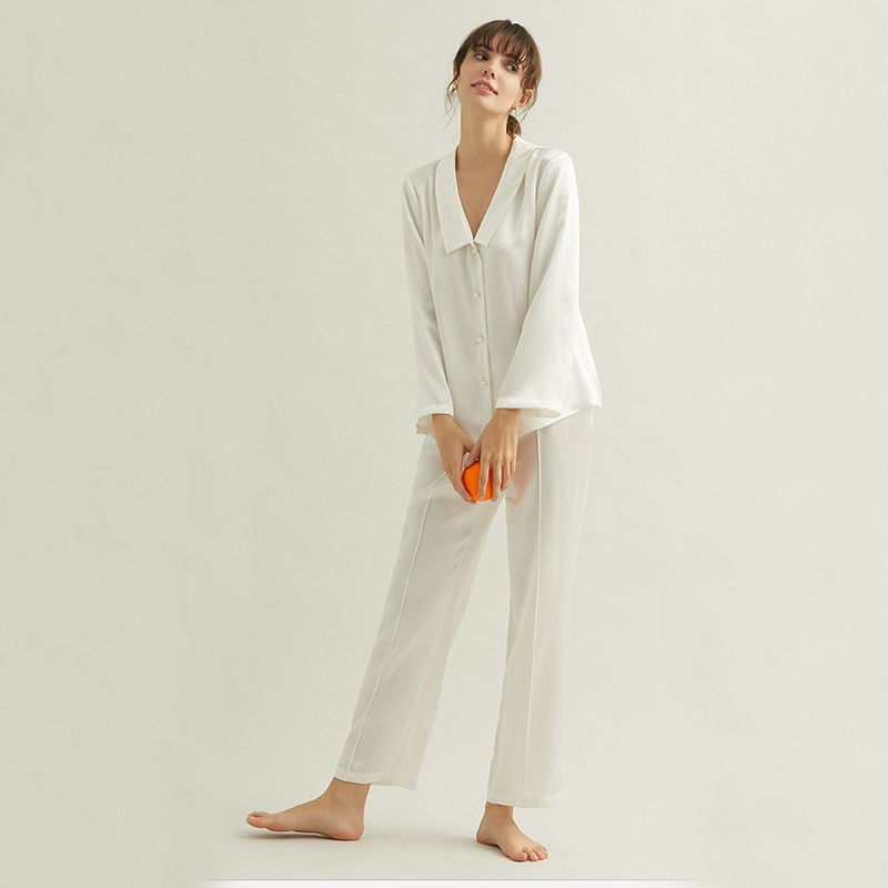 Vintage Luxury Silk Pajamas For Women White