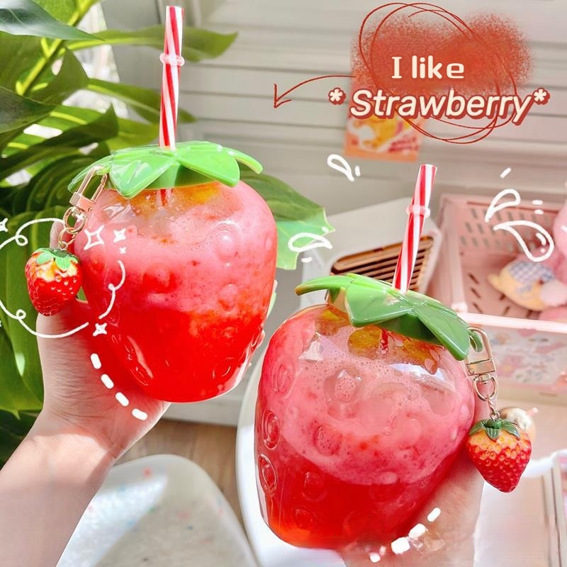 Cute Strawberry Cup with Straw – Kawaiies