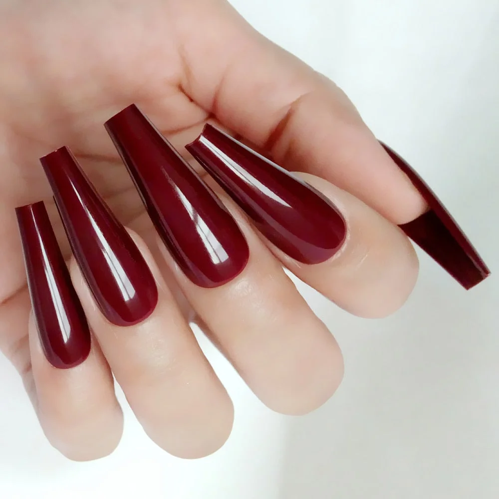 24Pcs Bright Blue Super Long Ballerina Coffin Fake Nail Artificial Press On False Nails With Jelly Glue Finger Manicure Tool-Nail Inspo