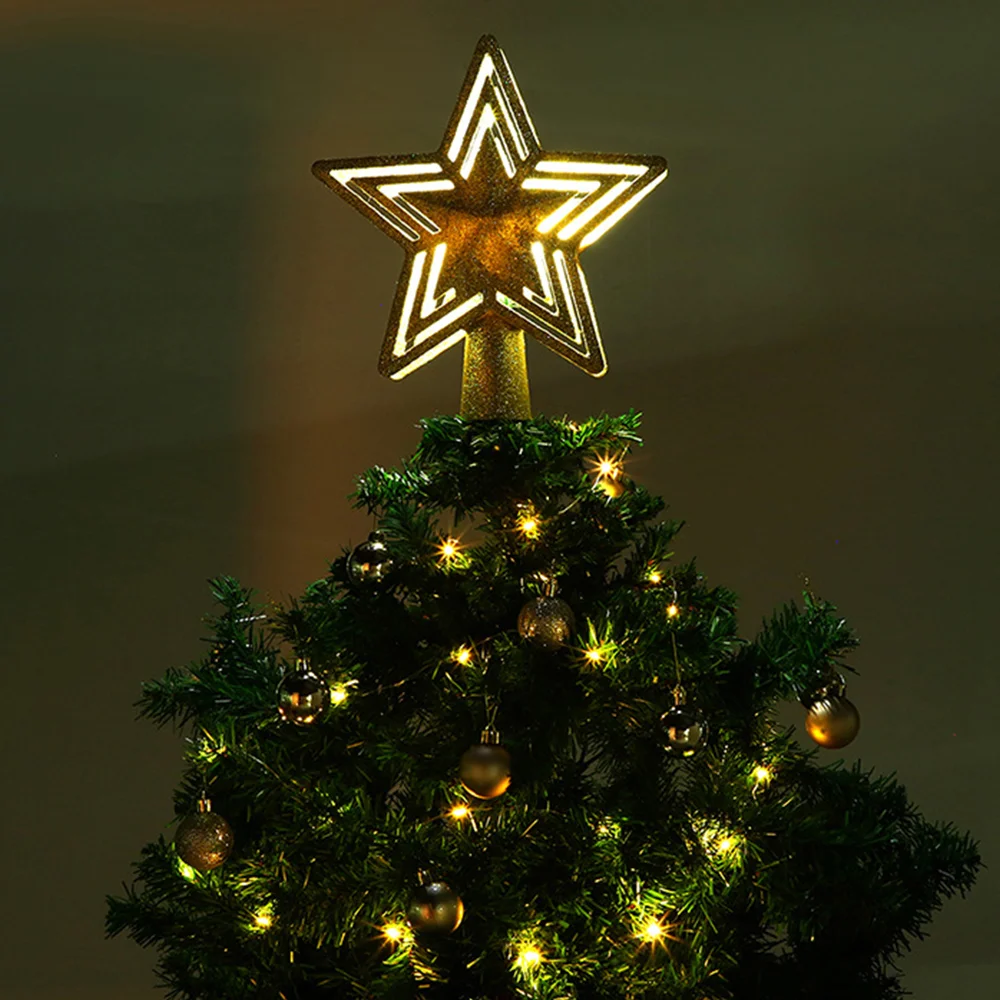 Tree top 3D pentagram rotating blizzard LED projection light