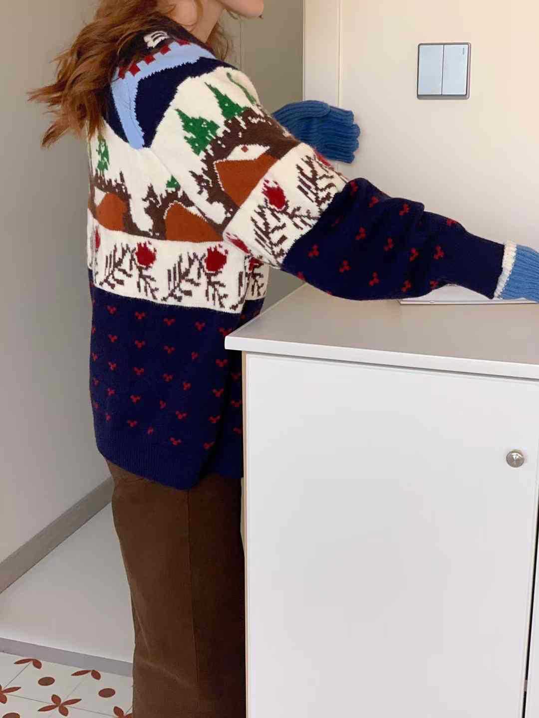 Chicfifth Sweater Women Winter Long Sleeve High Quality Autumn Vintage Top Knitted Cardigan