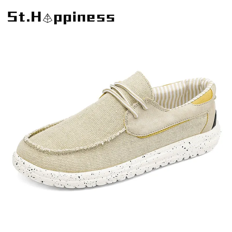 2021 Summer New Men Canvas Boat Shoes Outdoor Convertible Slip On Loafer Fashion Casual Flat Non-Slip Deck Shoes Big Size
