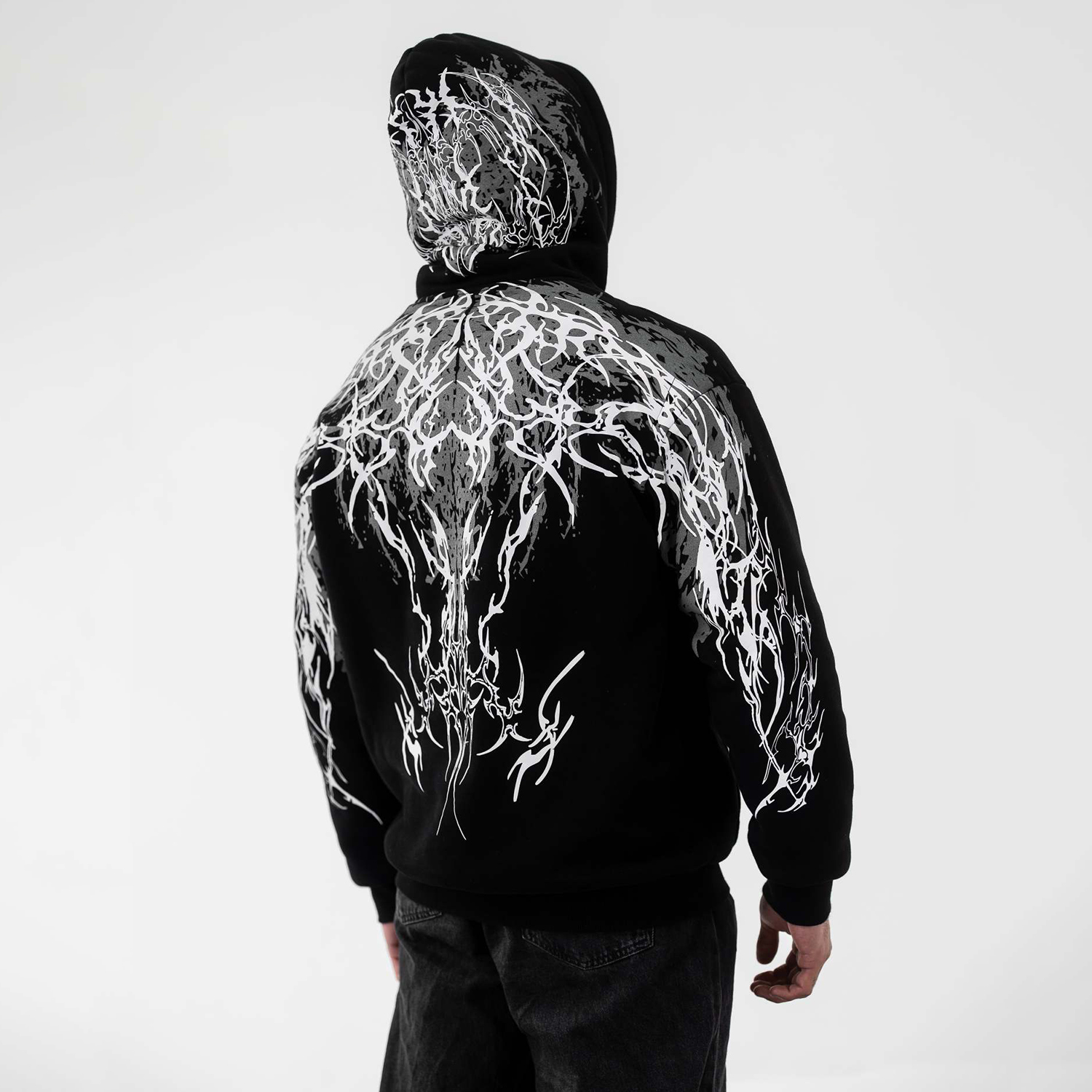 Street-style Reflective Flame Print Oversized Hoodie - Helixace