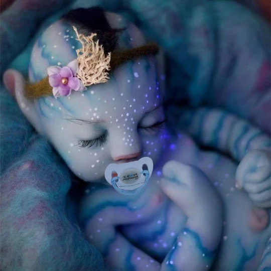  20'' Realistic Reborn Afra Handmade Blue Starry Fantasy Blue Reborn Baby Soft Silicone Reborn Newborn Baby Doll Girl With Eyes Close and Opened Options - Reborndollsshop®-Reborndollsshop®