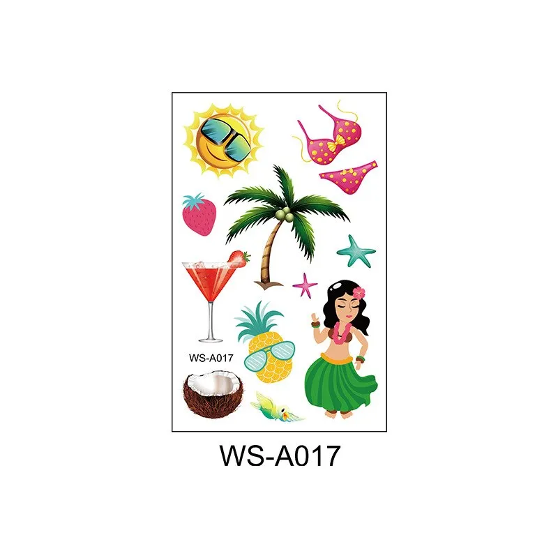 10 Kinds Hawaiian Summer Beach Party Temporary Body Sticker Disposable Waterproof temporaire