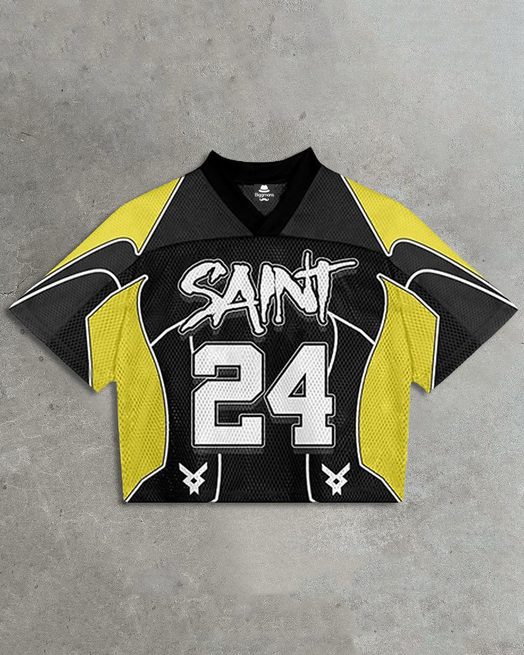Plus Size Men's Essential Black Lemon Yellow Trend Mesh Jersey T-shirt