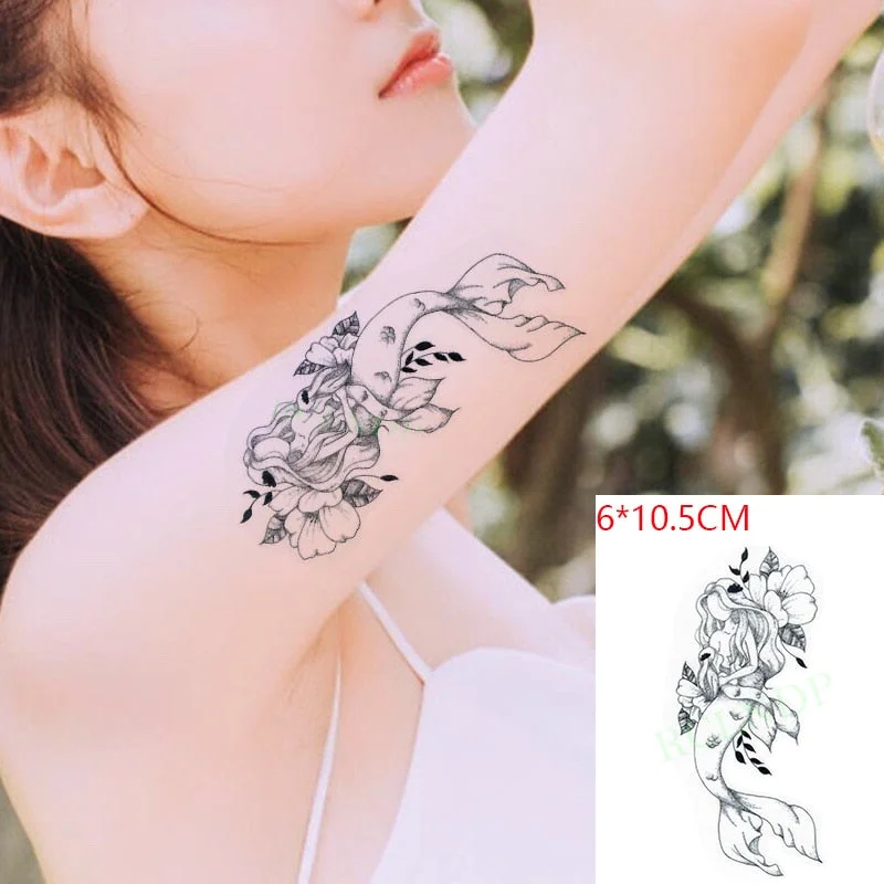 Waterproof Temporary Tattoo Sticker Rose Flower Leaf Letter Black Small Body Art Flash Tatoo Fake Tatto for Kids Girl Men Women