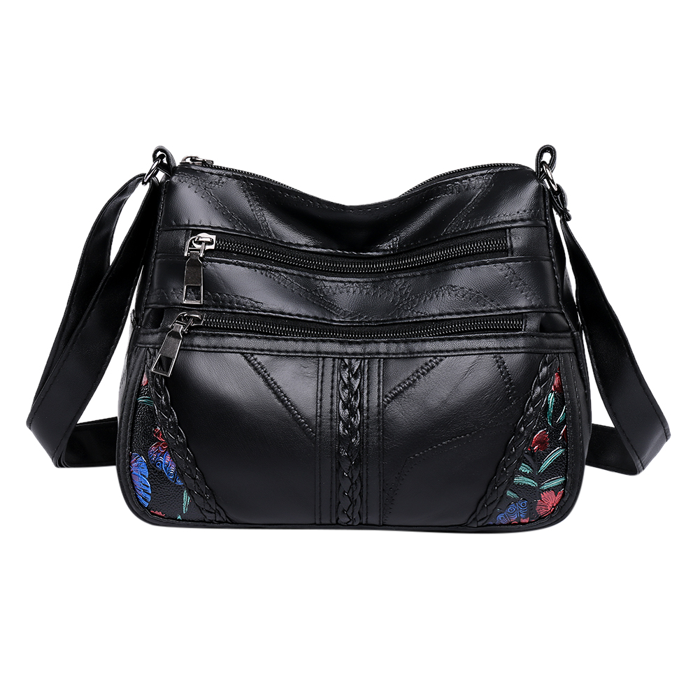 

Women Flower Printed Crossbody Bag Multi Pocket Soft PU Shoulder Handbags, 501 Original