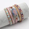 Colorful Multi Gemstone Crocheted Wristband Accessories