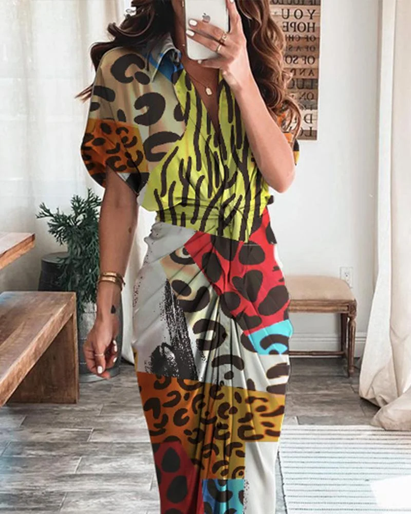 Commuter Fashion Printed Shirt Dress