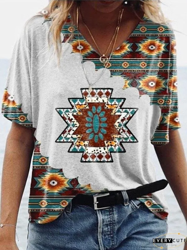 Native American Inspired V-Neck Tee