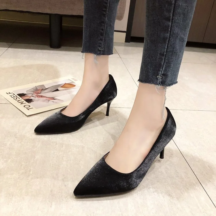 Wongn Wongn 2023 New Fashion Pointed High Heels Professional Work Shoes Korean Version OL Fine Heel Single Shoes Women